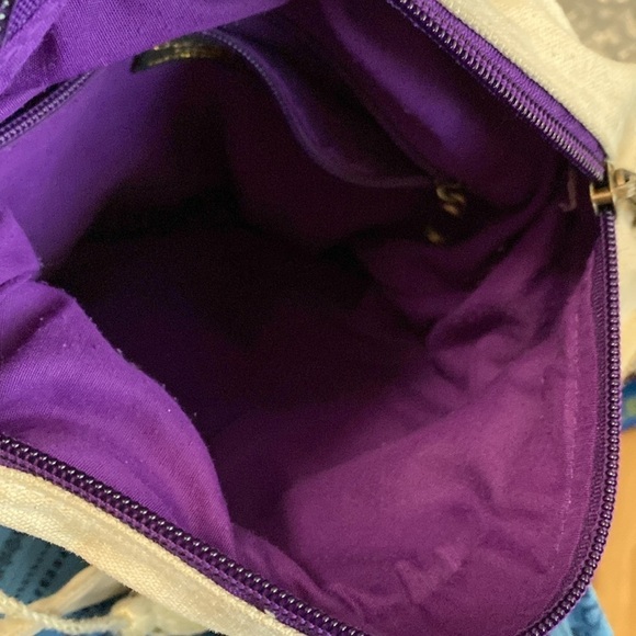 Catori Boho Crossbody gold/purple thread & Zippers Bohemian Hippie Beach Gypsy - Picture 8 of 14